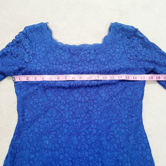Adrianna Papell Blue Lace Timeless Cocktail Dress Woman's Size 8  Zip Up Back - Picture 7 of 10